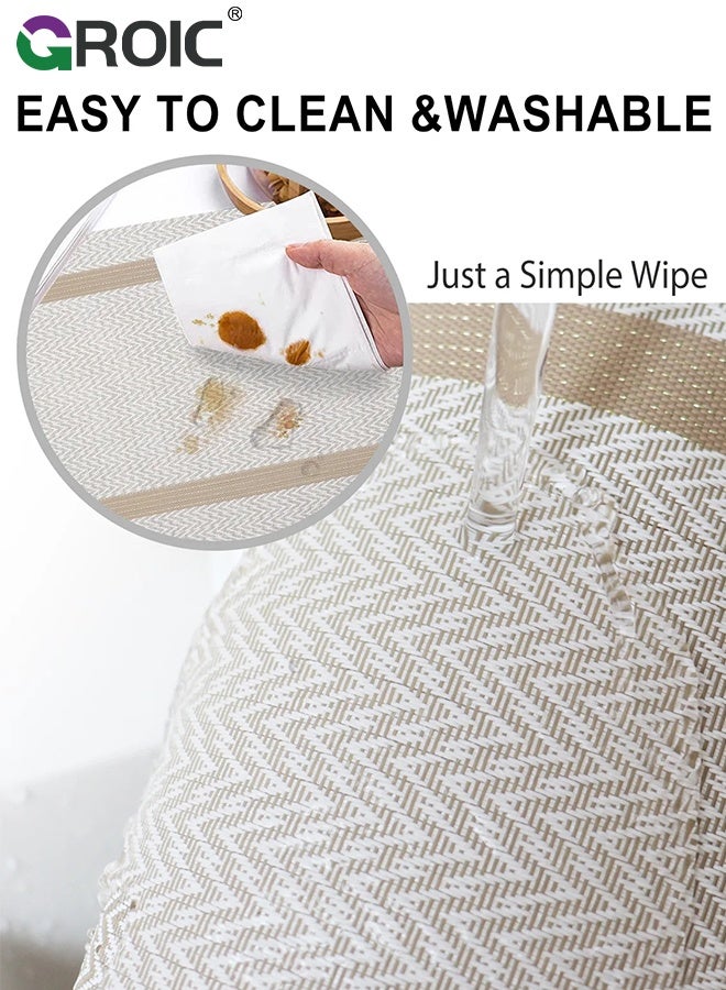 GROIC 7 Pcs Table Flag and Placemat Set, Heat Resistant Waterproof No-Slip Place Mats for Dining Table Kitchen, Washable PVC Table Mats, Restaurant Table Protection, Modern Minimalist Line Decorative Placemats - Image 5